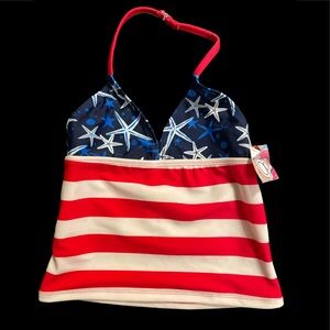 Girl Red, White & Blue Swim Top